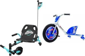Crazy Cart Shuffle by Razor – Kid-Powered Drifting Go-Kart for Ages 4  & RipRider 360 Caster Trike for Kids Ages 5  - Lightweight, Rubber Handlebars, Steel Frame, for Riders up to 160 lbs