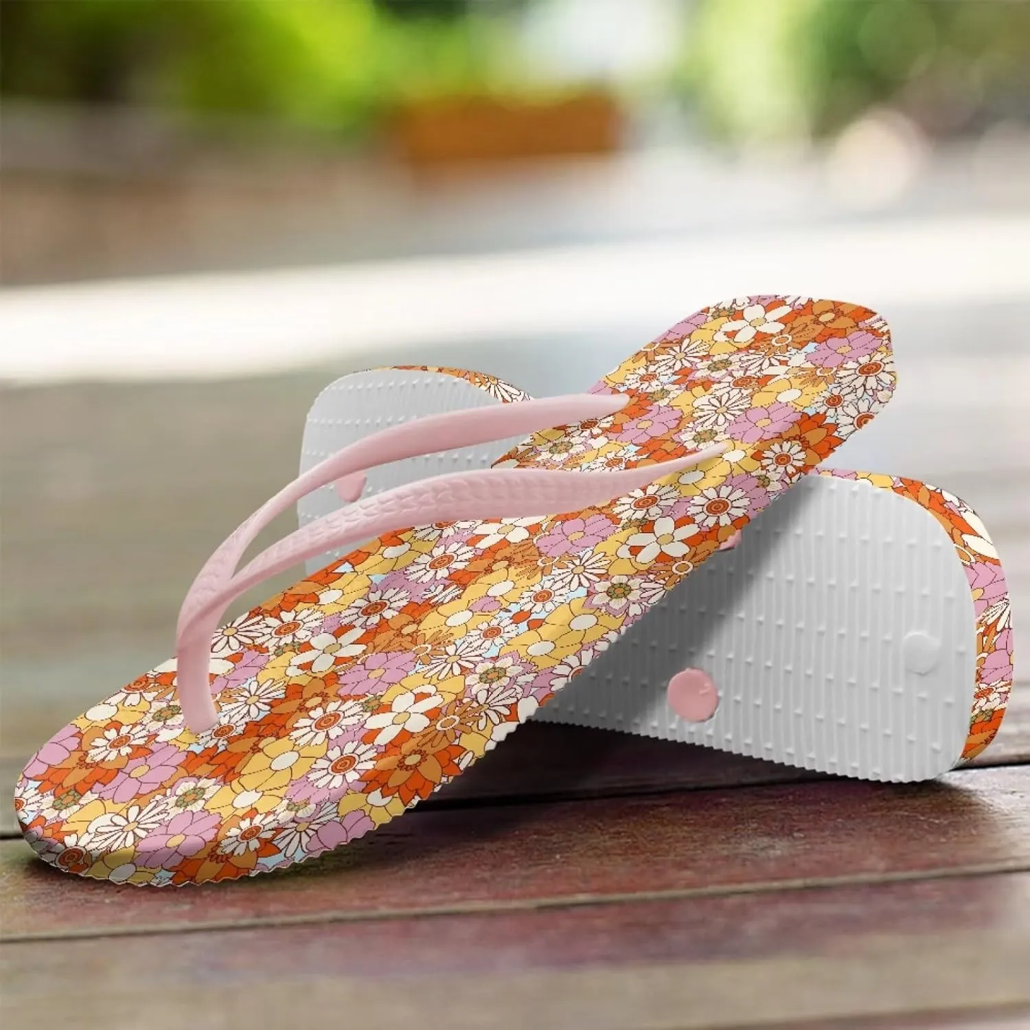 Creative Plant Print Flip Flops for Women Fit Comfort Flat Shower Sandals Lightweight Casual Ladies Slippers Beach Vacation Essentials