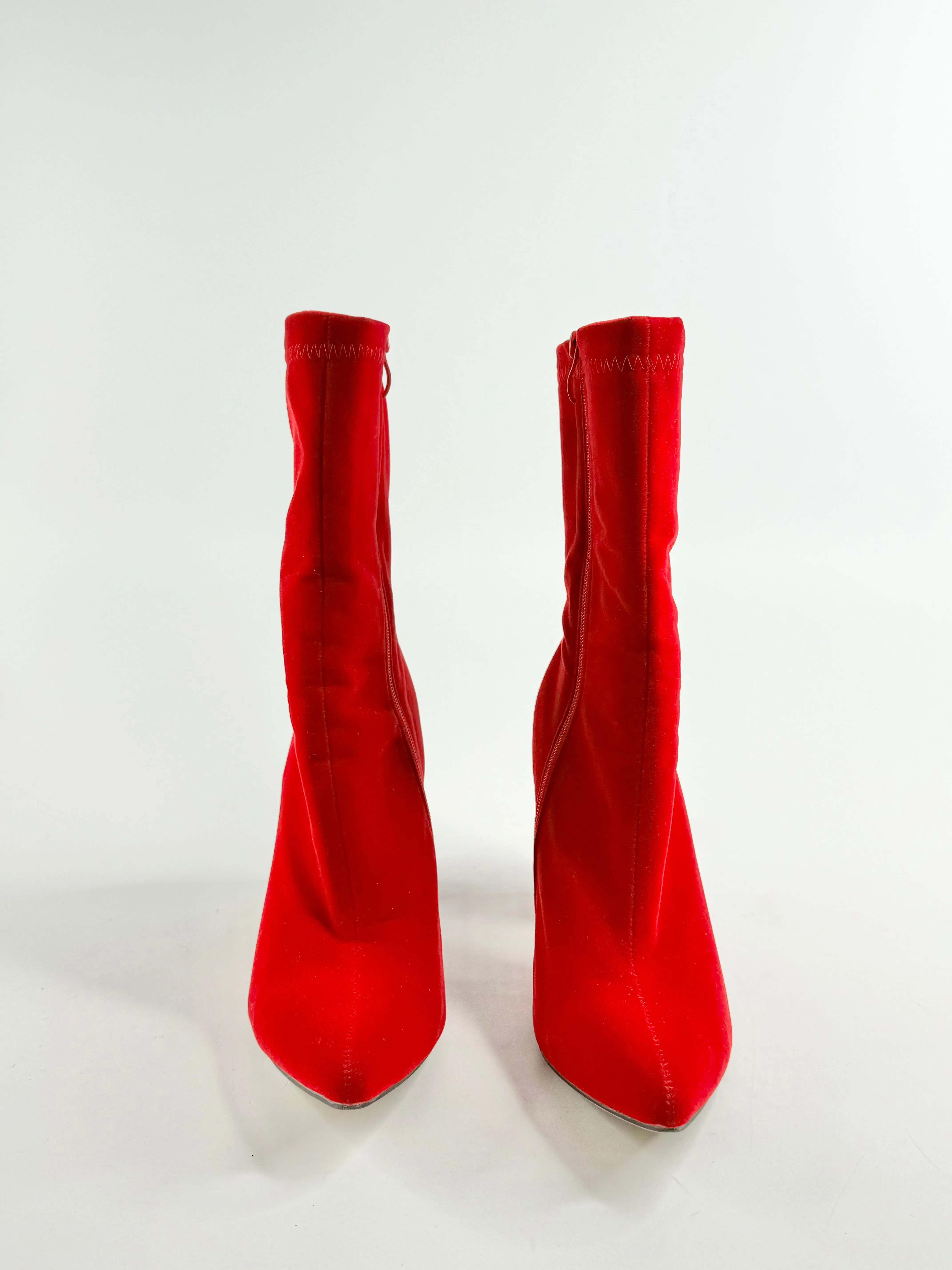 Crimson Fabric Heeled Boots - EU42