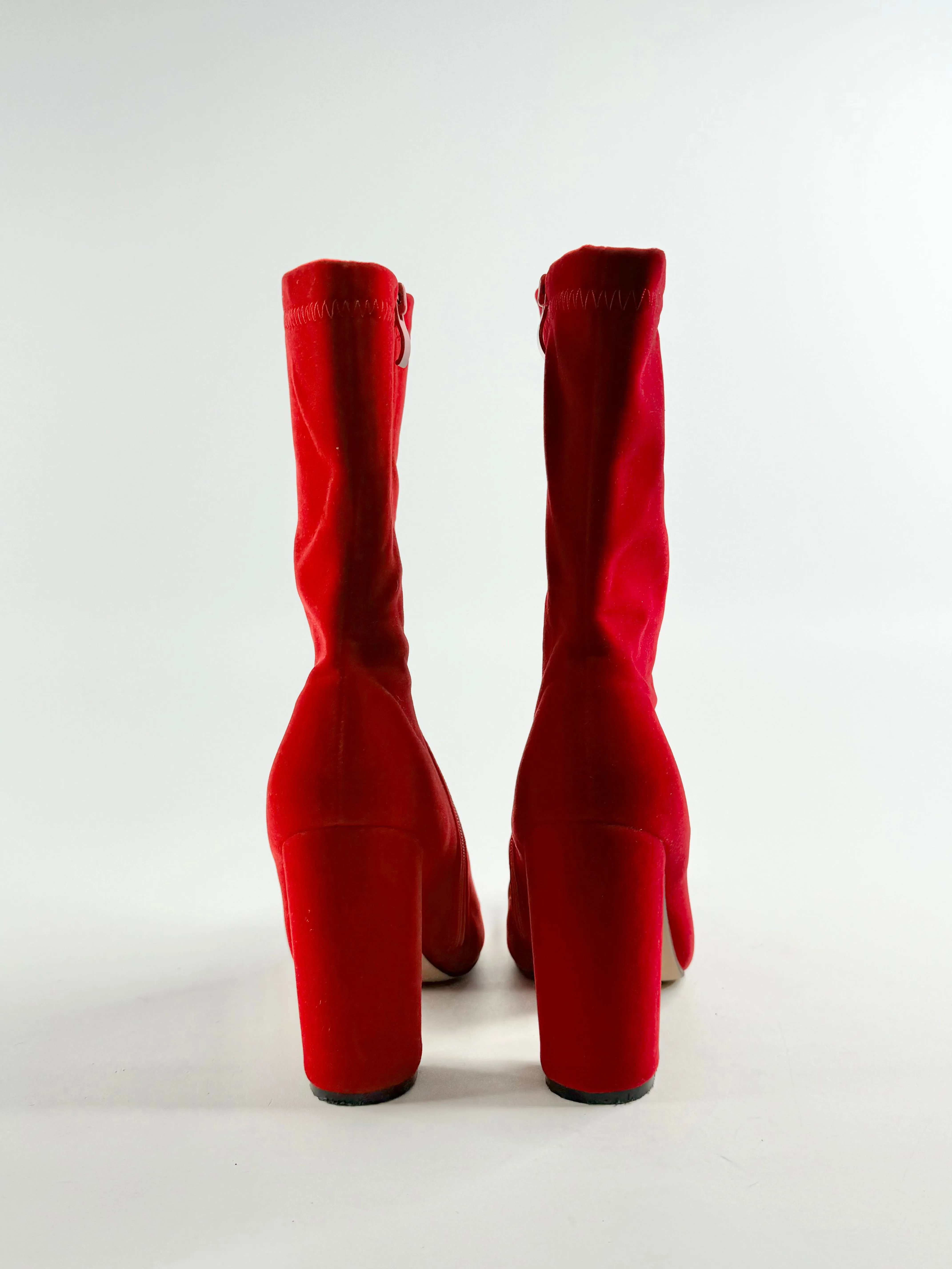 Crimson Fabric Heeled Boots - EU42