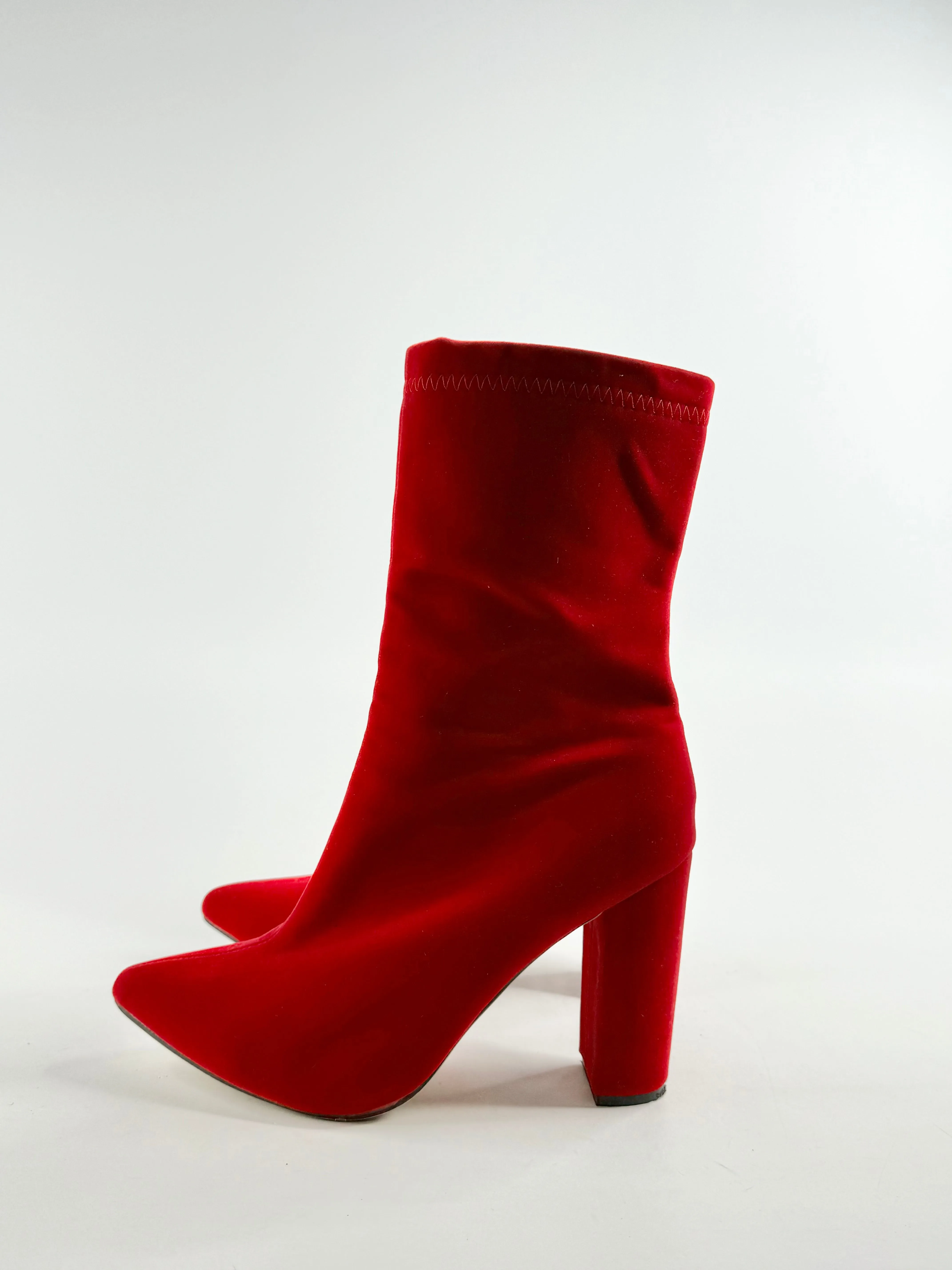 Crimson Fabric Heeled Boots - EU42