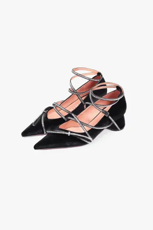 Crystal Laced Velvet Pumps