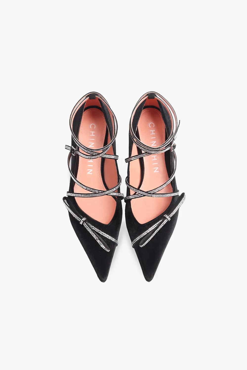 Crystal Laced Velvet Pumps