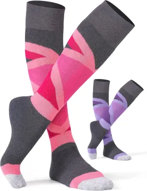 CS CELERSPORT 2/3 Pack Ski Socks for Womens and Mens with Full Cushion, Wool Winter Warm Socks for Skiing Snowboarding
