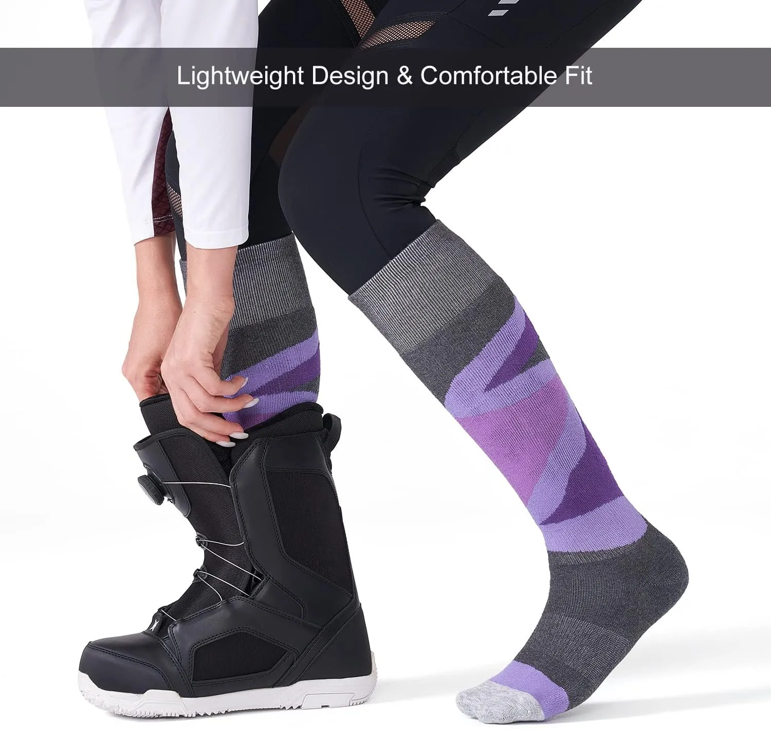 CS CELERSPORT 2/3 Pack Ski Socks for Womens and Mens with Full Cushion, Wool Winter Warm Socks for Skiing Snowboarding