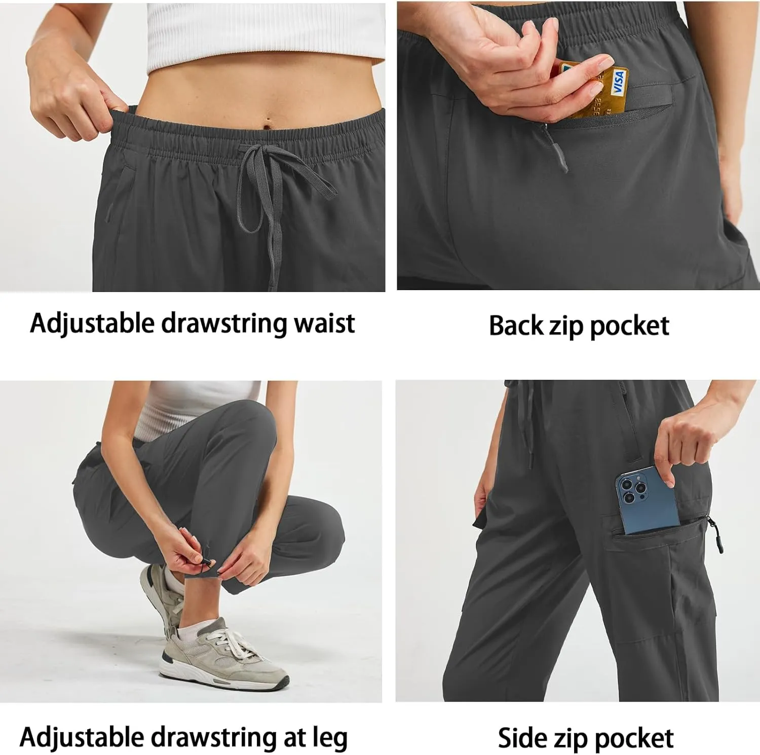 CT-Tebrun Women's Hiking Pants with Pocket Quick Dry Lightweight Cargo Pants Travel Hiking Runing Pants Outdoors