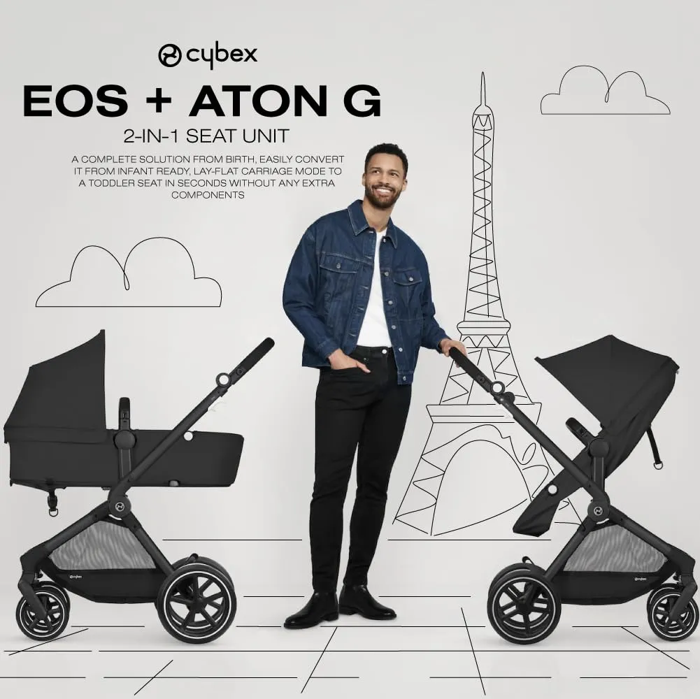 Cybex EOS 5-in-1 Travel System Stroller   Lightweight Aton G Infant Car Seat, Lava Grey