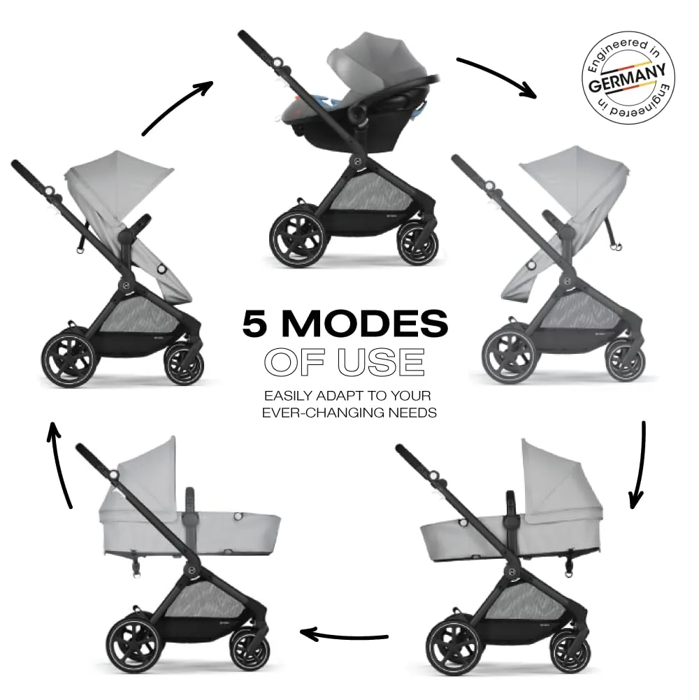 Cybex EOS 5-in-1 Travel System Stroller   Lightweight Aton G Infant Car Seat, Lava Grey