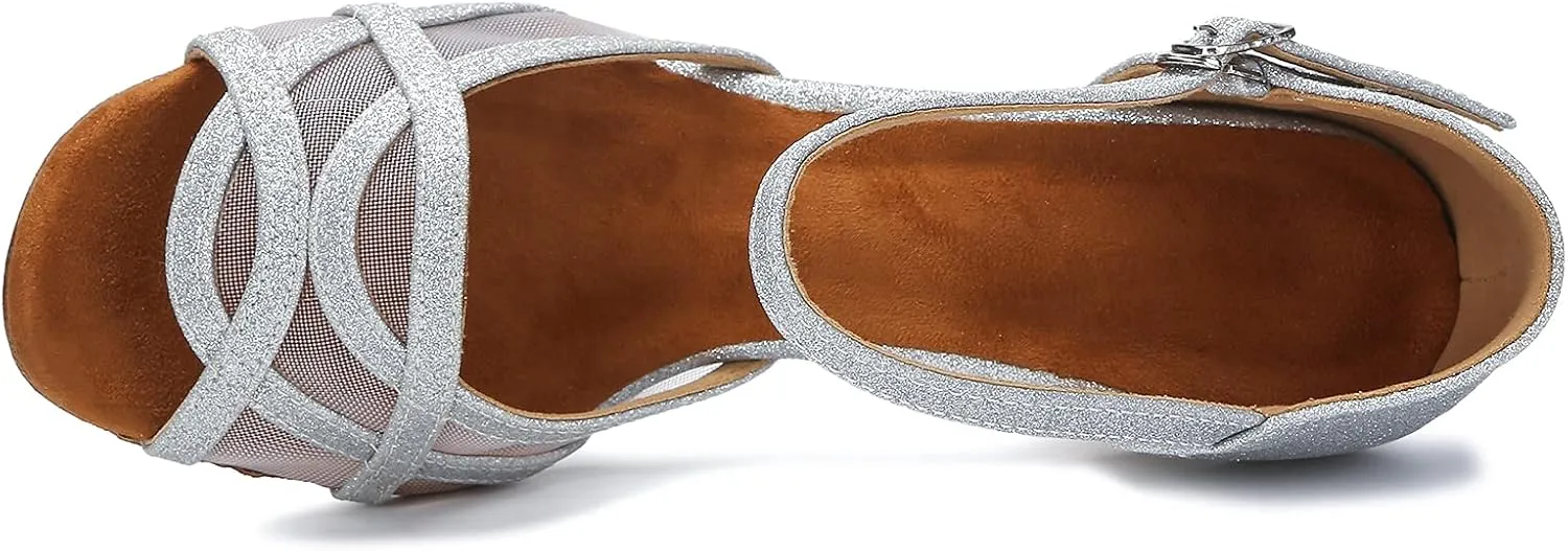Dance Shoes Women Latin Salsa Ballroom Shoes Dancing Shoe 2.5 Inch Heel