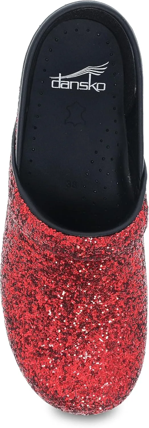 Dansko Professional Glitter Slip-On Clogs for Women - Rocker Sole and Arch Support for Comfort - Shiny and Stylish Glitter Uppers