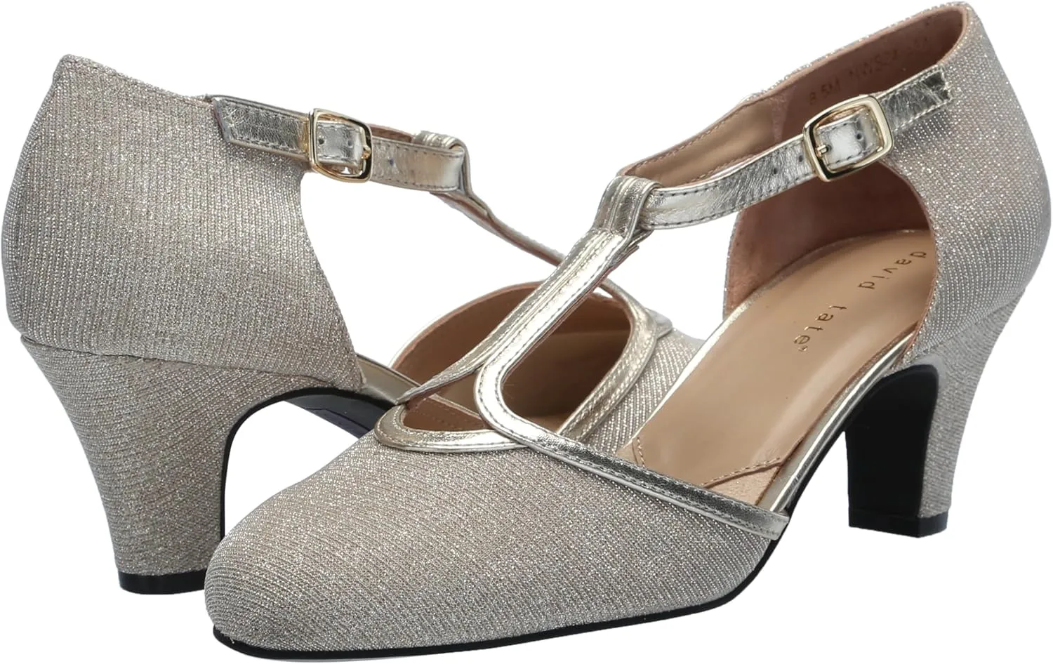 David Tate Womens Fantastic Glitter Leather Ankle Strap