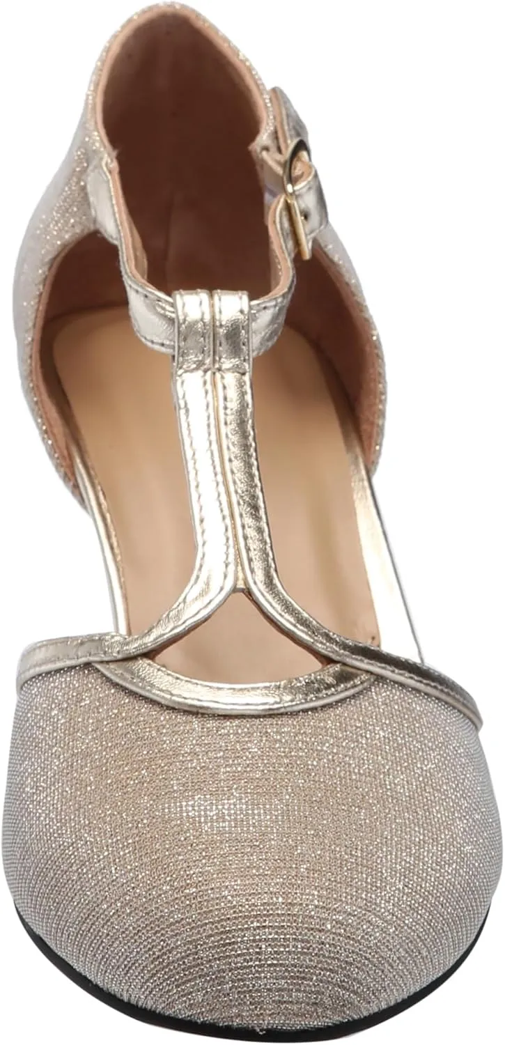 David Tate Womens Fantastic Glitter Leather Ankle Strap