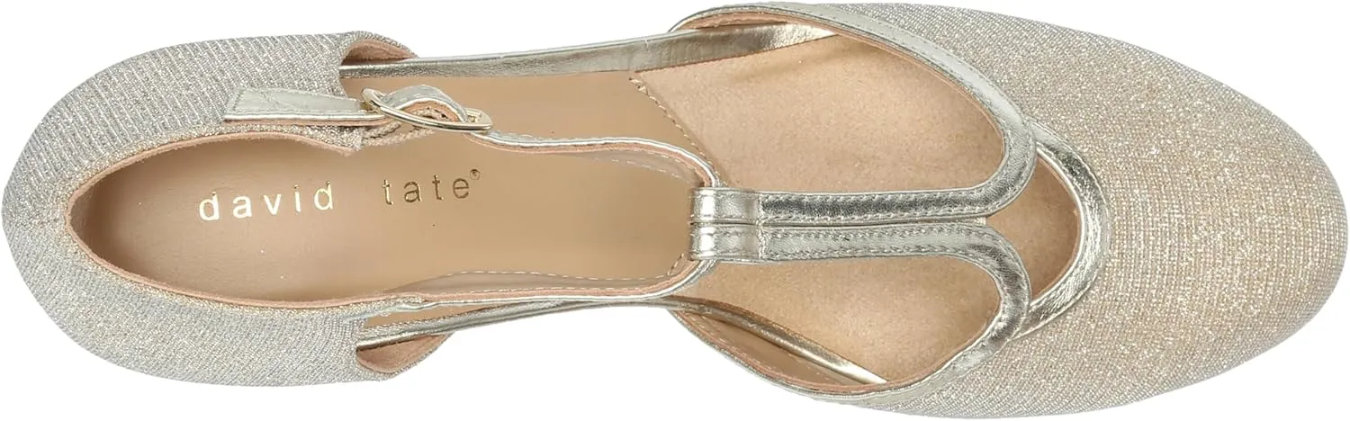 David Tate Womens Fantastic Glitter Leather Ankle Strap
