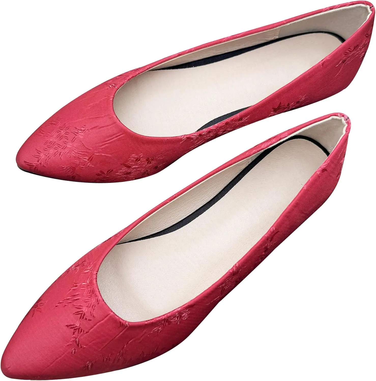 Dear Time Women's Pointed Toe Ballets Flower Embroidered Flat Shoes Dress Flats Slip on Walking Shoes