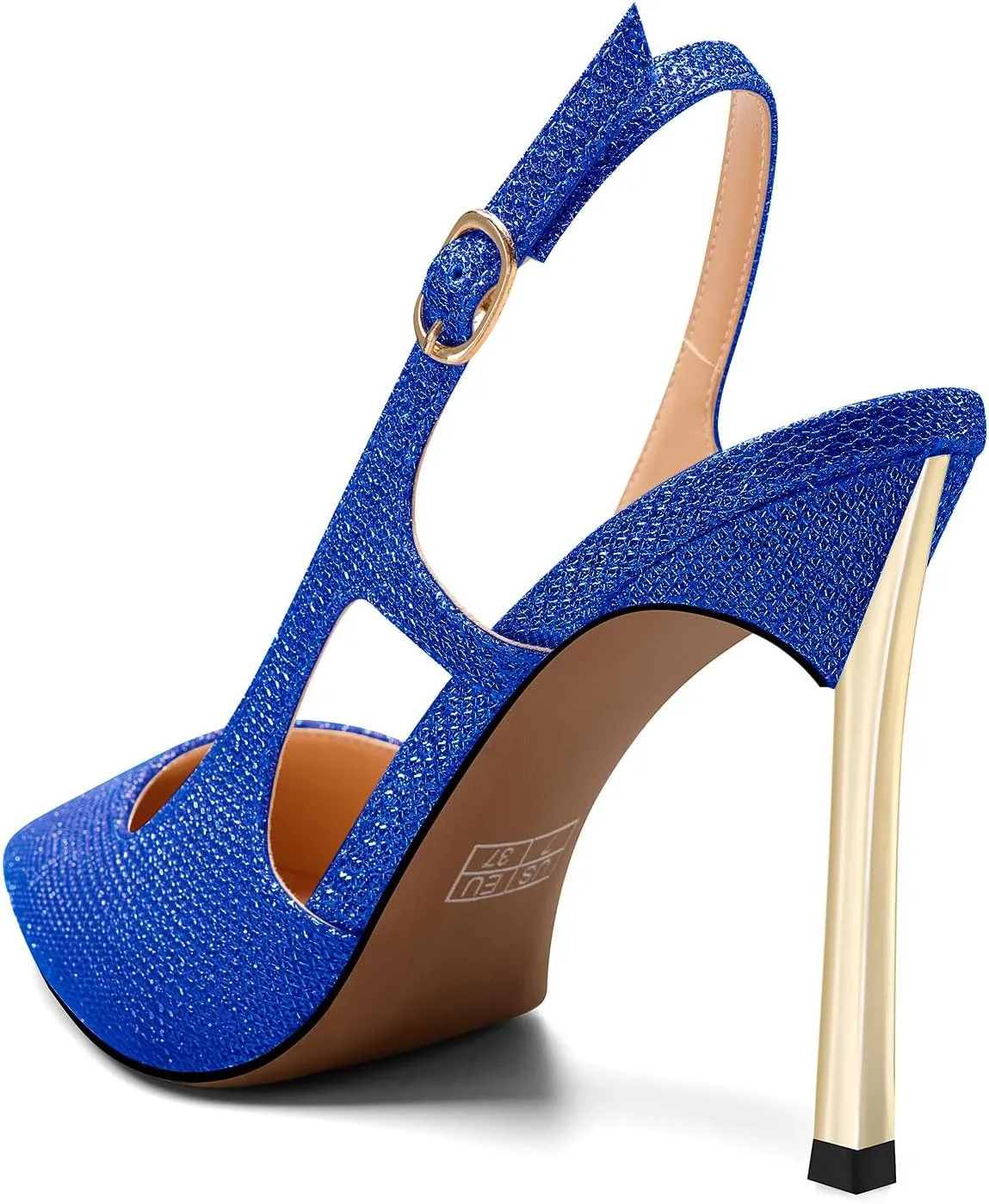 DearOnly Womens Close Pointed Toe Stiletto High Heel Slingback Pumps Sexy Glitter Wedding Prom Buckle Shoes 3.9 Inches Heels