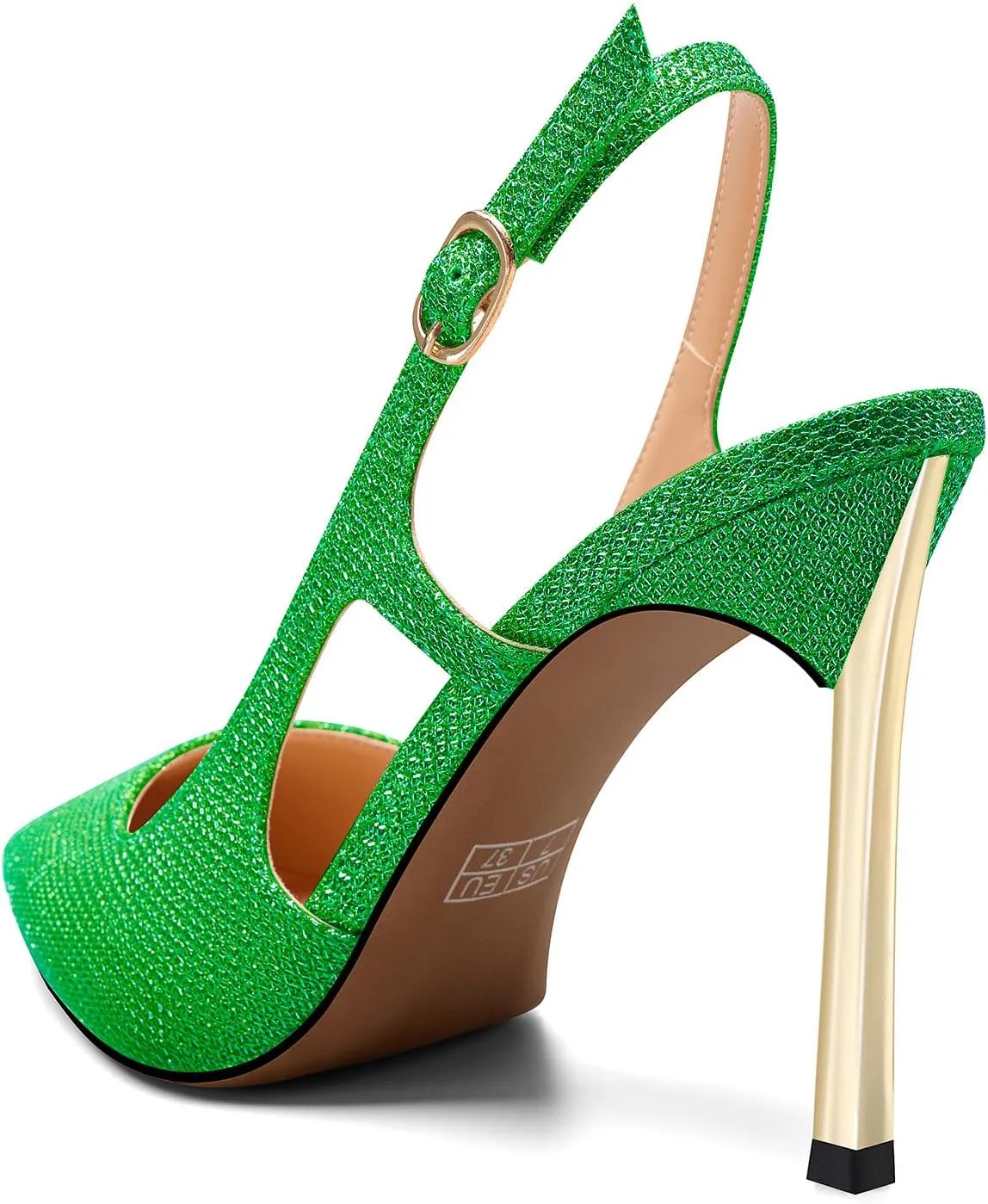 DearOnly Womens Close Pointed Toe Stiletto High Heel Slingback Pumps Sexy Glitter Wedding Prom Buckle Shoes 3.9 Inches Heels