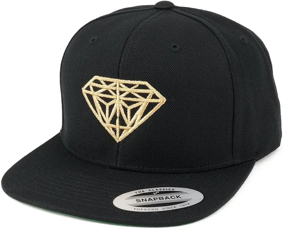 Diamond Embroidered Flat Bill Snapback Cap