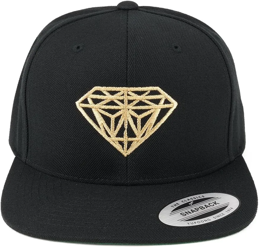 Diamond Embroidered Flat Bill Snapback Cap