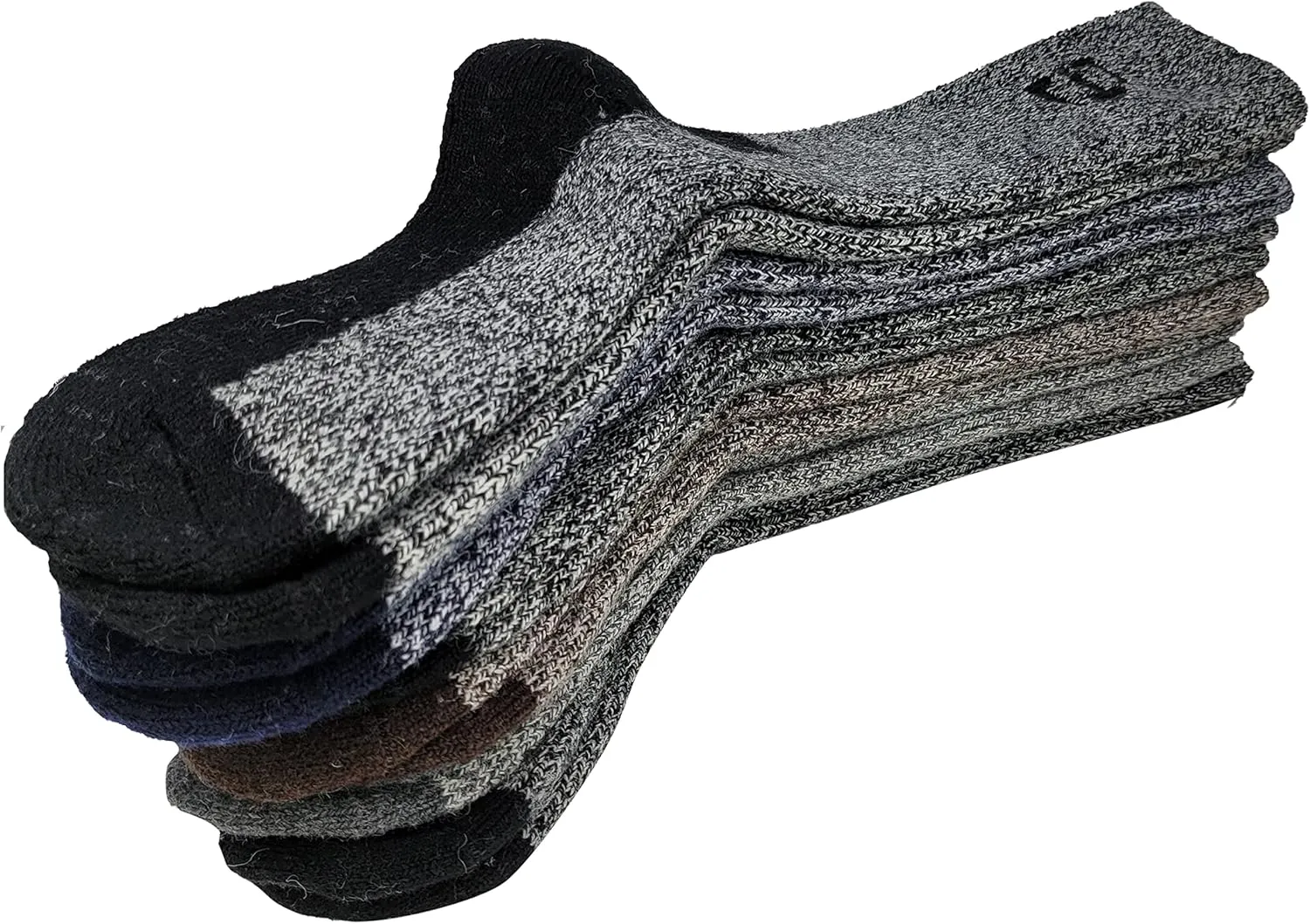 Different Touch 6 Pairs Pack Men's Heavy Weight Outdoor Merino Wool Hiking Winter Thermal Boot Socks