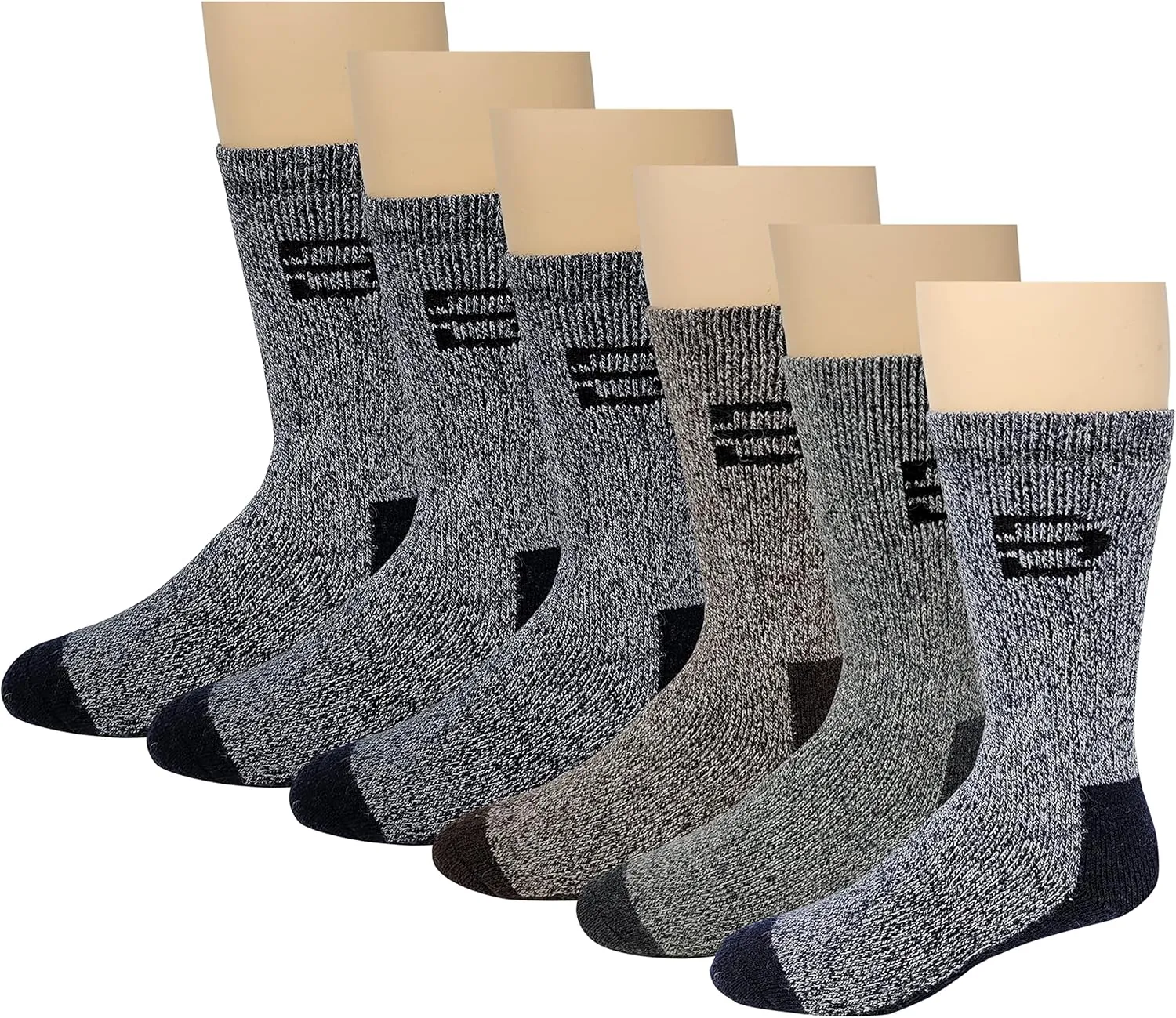 Different Touch 6 Pairs Pack Men's Heavy Weight Outdoor Merino Wool Hiking Winter Thermal Boot Socks