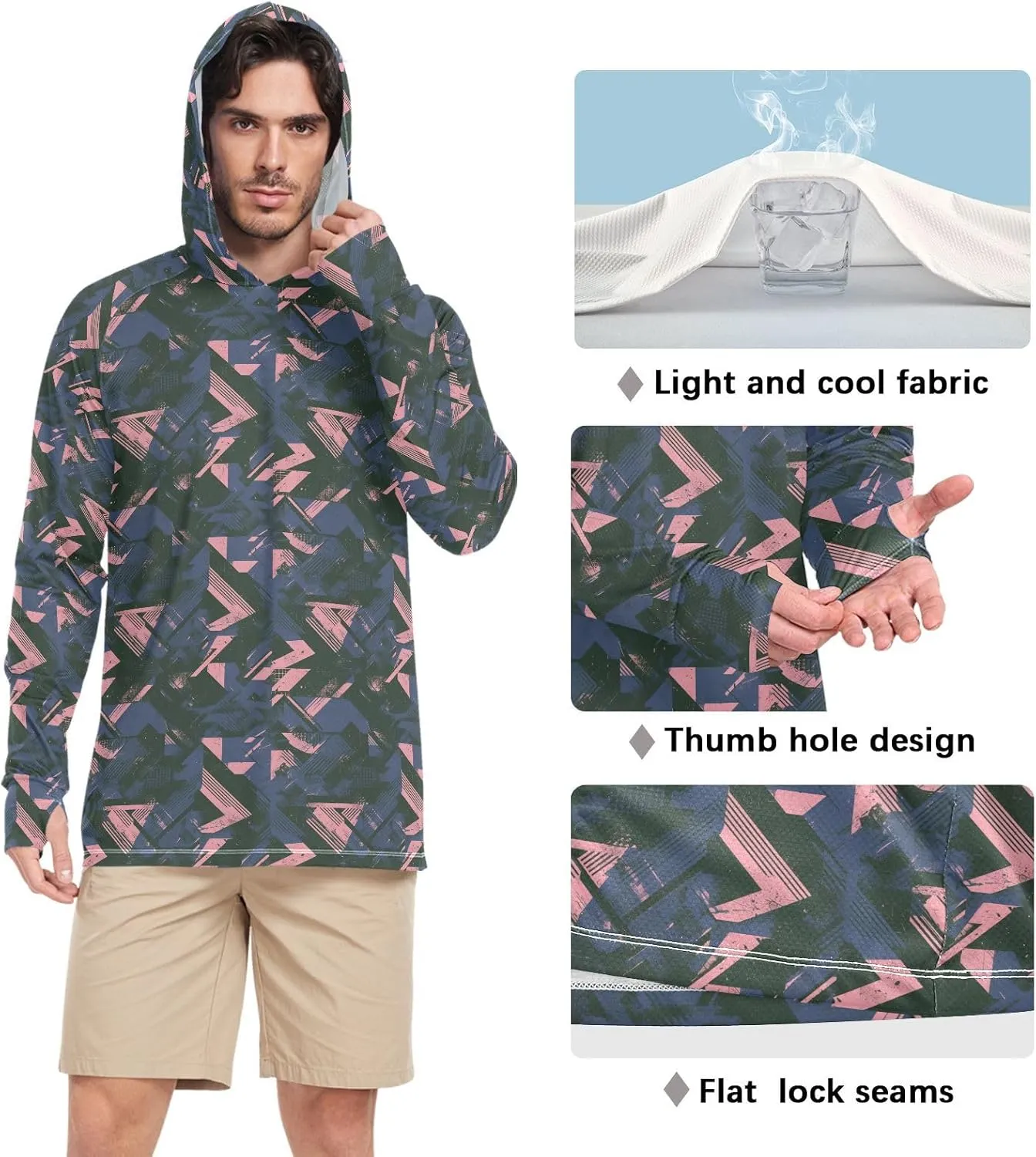 Discord71 Men's Sun Protection Hoodie Long Sleeve Fishing Shirt UPF 50  Hiking Hoodie Hooded UV Rashguard for Men