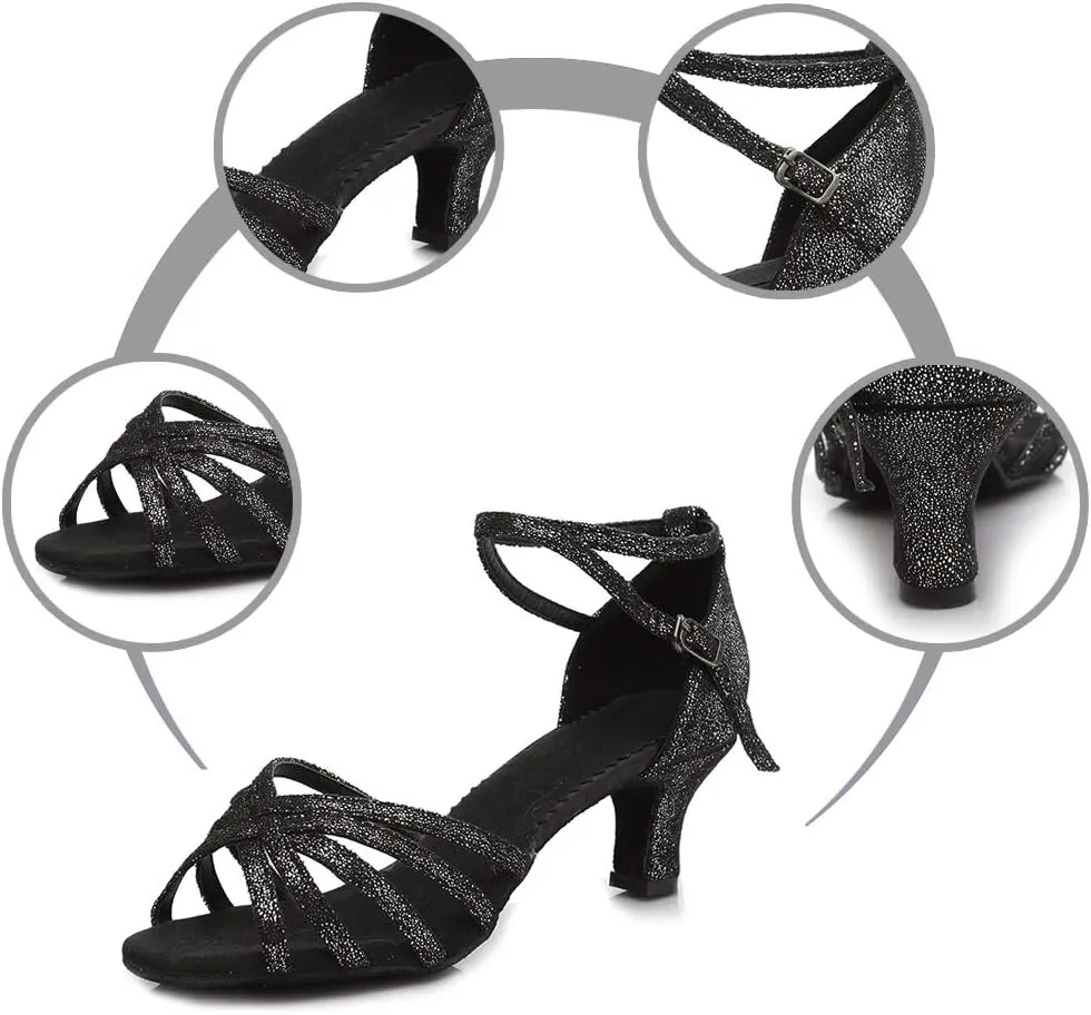 DKZSYIM Women Latin Dance Shoes Ballroom Salsa Tango Practice Performence Party Dancing Shoes,Model 1810-6