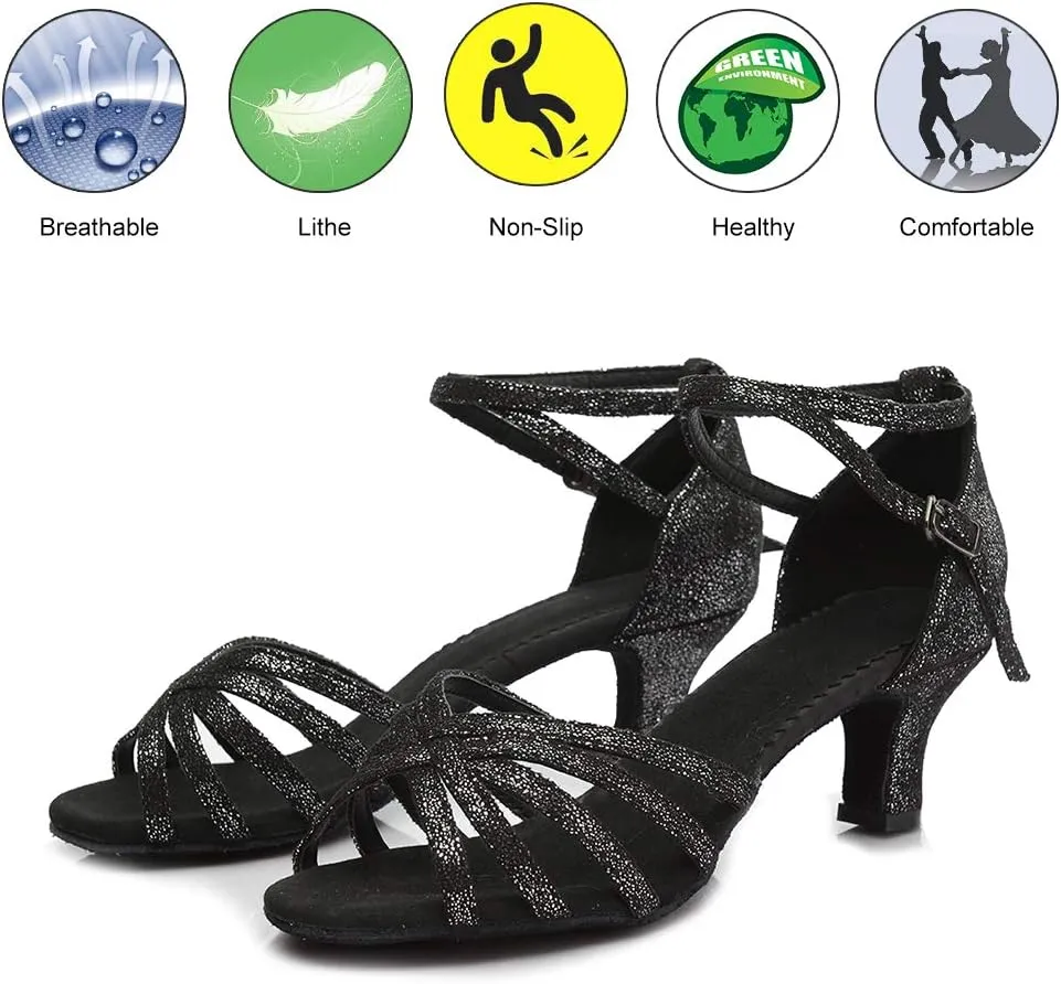 DKZSYIM Women Latin Dance Shoes Ballroom Salsa Tango Practice Performence Party Dancing Shoes,Model 1810-6