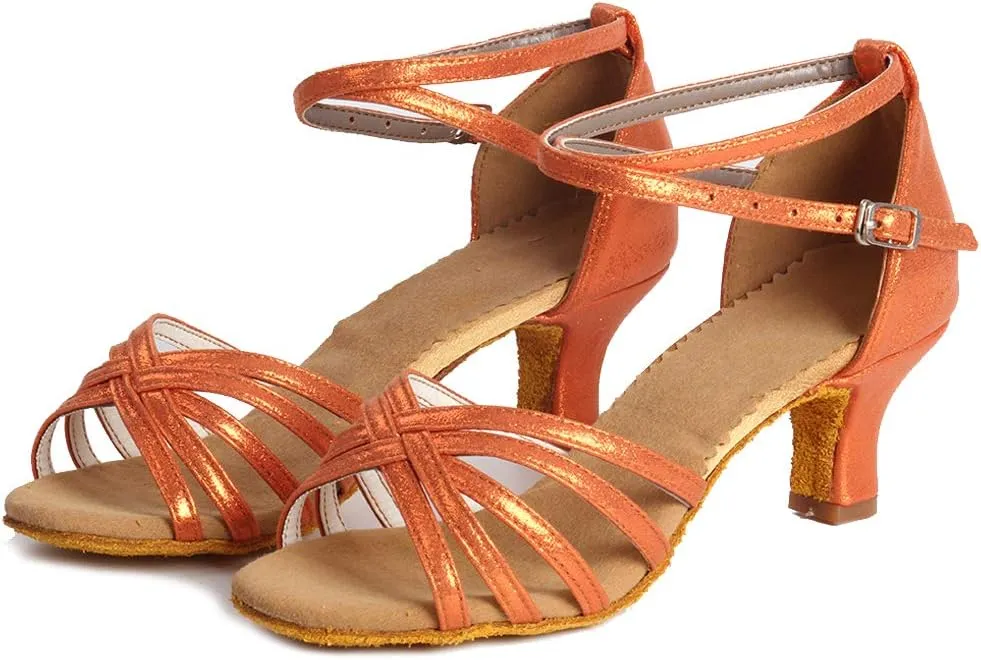 DKZSYIM Women Latin Dance Shoes Ballroom Salsa Tango Practice Performence Party Dancing Shoes,Model 1810-6