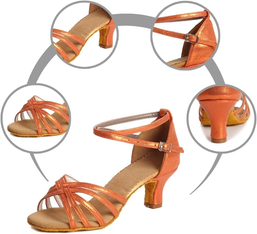 DKZSYIM Women Latin Dance Shoes Ballroom Salsa Tango Practice Performence Party Dancing Shoes,Model 1810-6