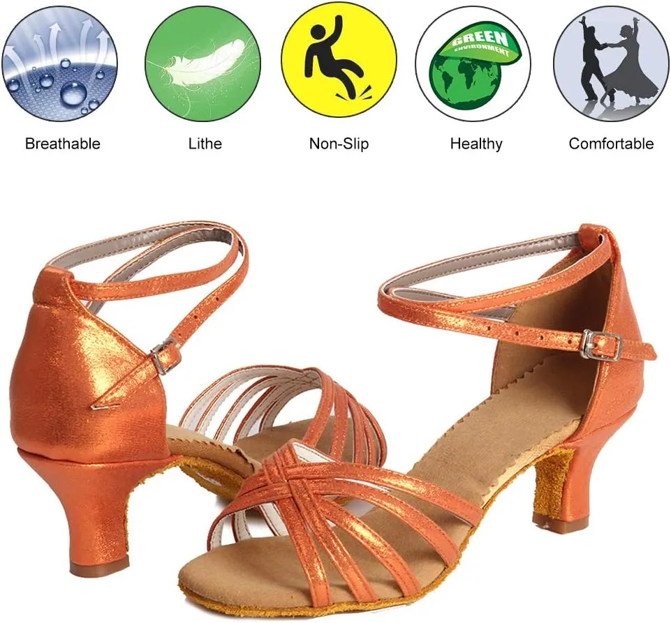 DKZSYIM Women Latin Dance Shoes Ballroom Salsa Tango Practice Performence Party Dancing Shoes,Model 1810-6
