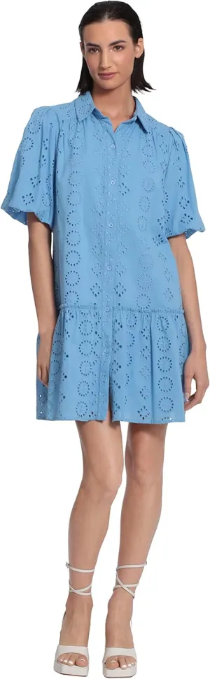 Donna Morgan Women's Button Down Shirt Dress with Ruffle Hem