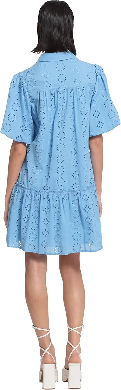 Donna Morgan Women's Button Down Shirt Dress with Ruffle Hem