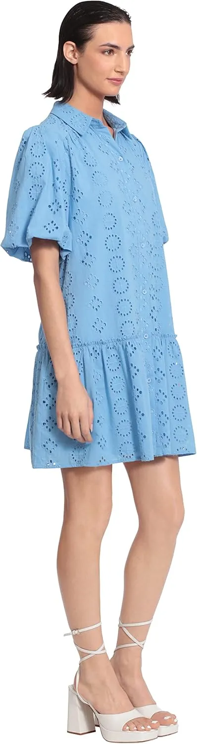 Donna Morgan Women's Button Down Shirt Dress with Ruffle Hem