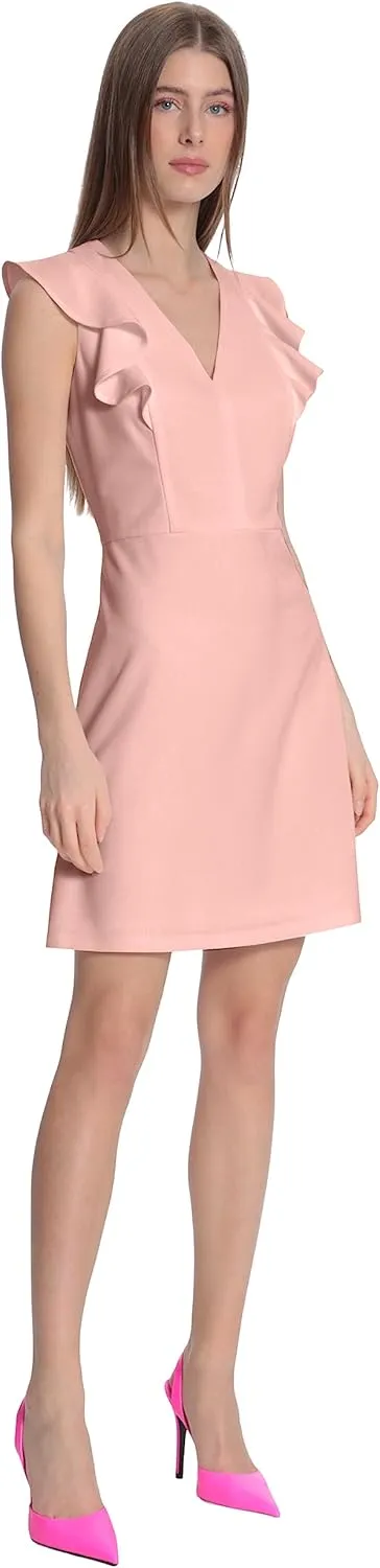 Donna Morgan Women's V-Neck Ruffle Mini Dress