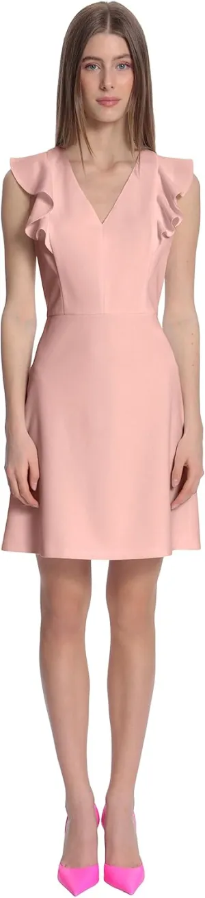 Donna Morgan Women's V-Neck Ruffle Mini Dress
