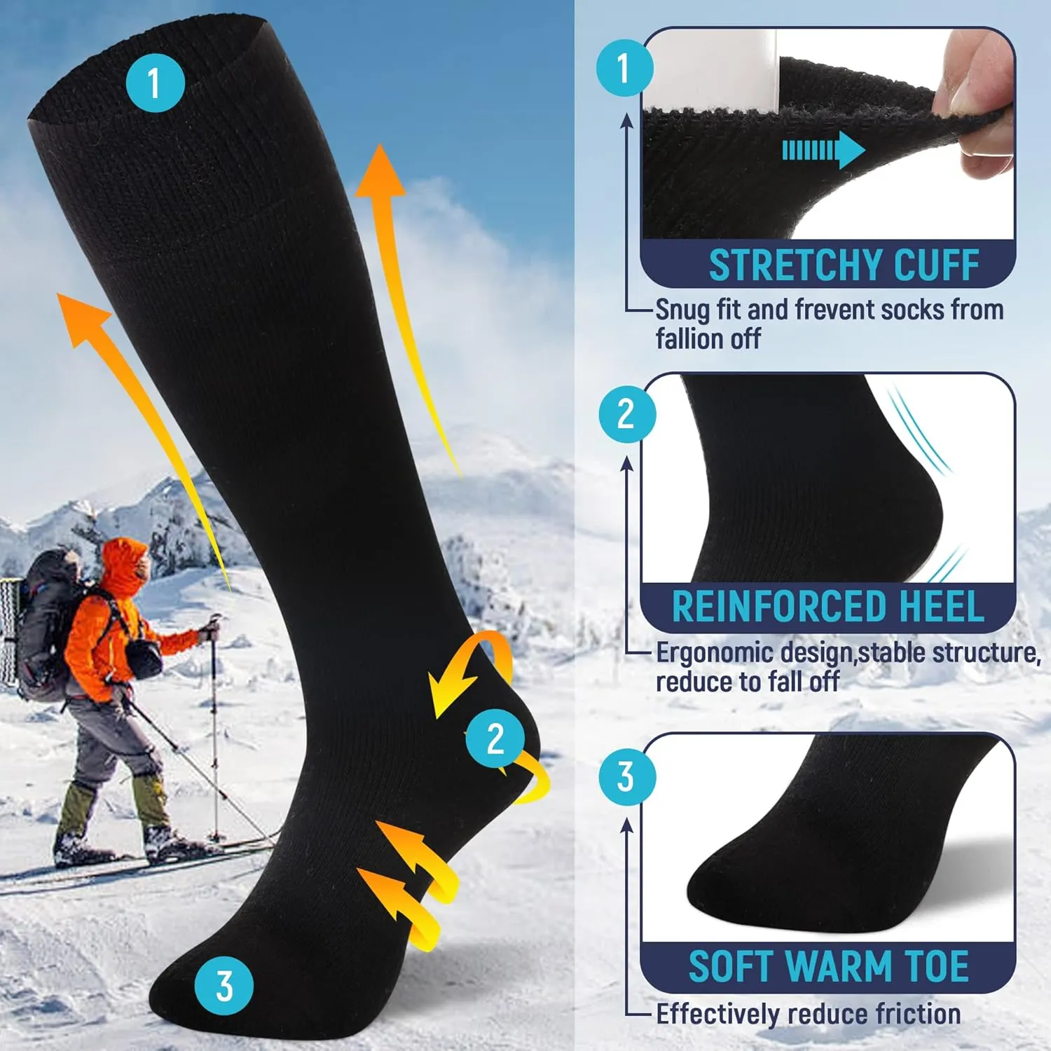 DoSmart Womens Winter Warm Knee High Socks Ladies Wool Cozy Thick Hiking Skiing Comfy Thermal Boot Long Socks 2 Pairs