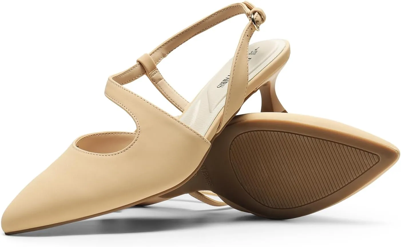 DREAM PAIRS Low Kitten Heels for Women Slingback Adjustable Strap Pointed Toe Wedding Dress Closed Toe Pumps Comfort Prom Shoes