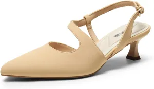 DREAM PAIRS Low Kitten Heels for Women Slingback Adjustable Strap Pointed Toe Wedding Dress Closed Toe Pumps Comfort Prom Shoes