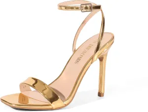 DREAM PAIRS Women’s High Stilettos Open Square Toe Ankle Strap Heels Sexy Comfort Strappy Dress Shoes Wedding Bridal Pumps Sandals