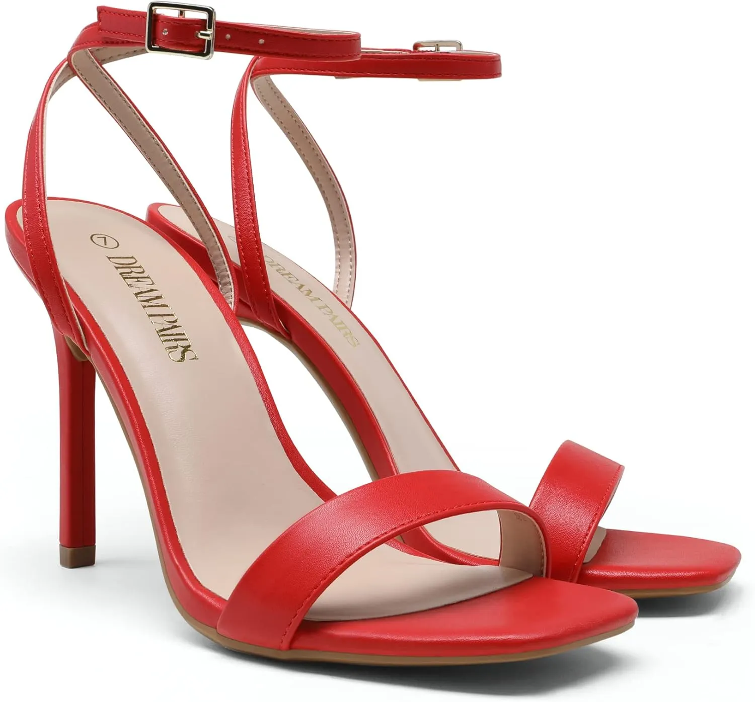 DREAM PAIRS Women’s High Stilettos Open Square Toe Ankle Strap Heels Sexy Comfort Strappy Dress Shoes Wedding Bridal Pumps Sandals