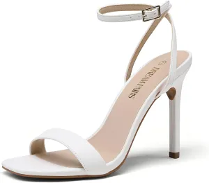 DREAM PAIRS Women’s High Stilettos Open Square Toe Ankle Strap Heels Sexy Comfort Strappy Dress Shoes Wedding Bridal Pumps Sandals