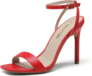 DREAM PAIRS Women’s High Stilettos Open Square Toe Ankle Strap Heels Sexy Comfort Strappy Dress Shoes Wedding Bridal Pumps Sandals
