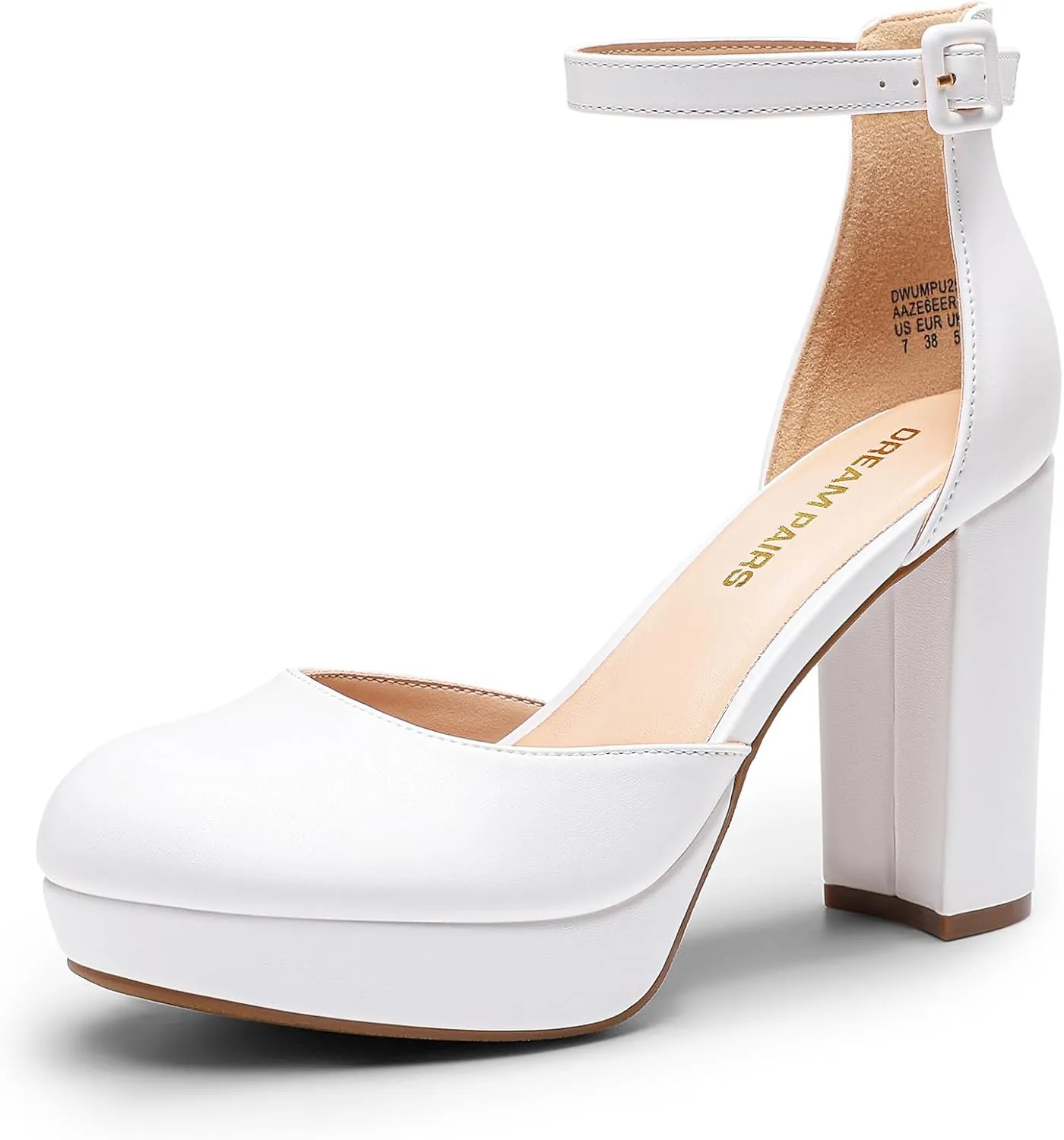 DREAM PAIRS Women's Platform Chunky High Heels Closed Toe Block Ankle Strap Dress Bridal Party Wedding Shoes