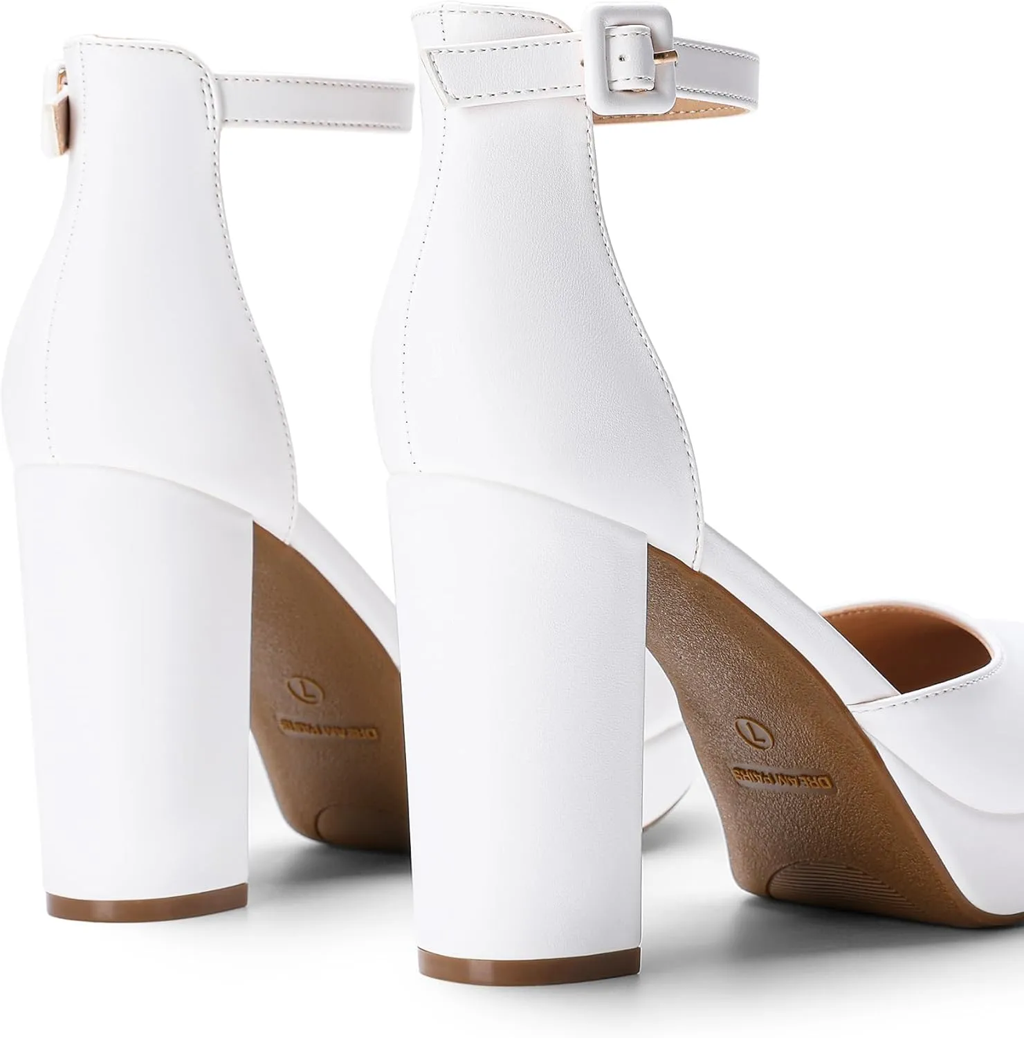 DREAM PAIRS Women's Platform Chunky High Heels Closed Toe Block Ankle Strap Dress Bridal Party Wedding Shoes