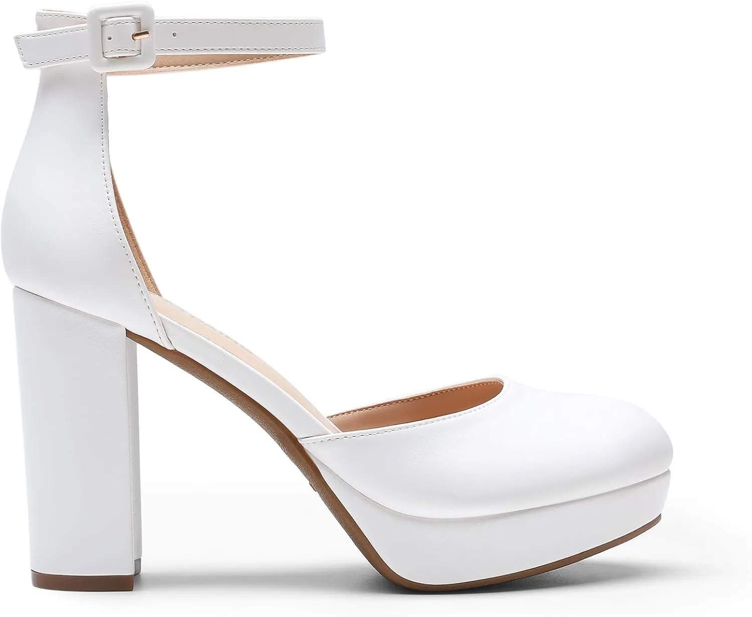 DREAM PAIRS Women's Platform Chunky High Heels Closed Toe Block Ankle Strap Dress Bridal Party Wedding Shoes