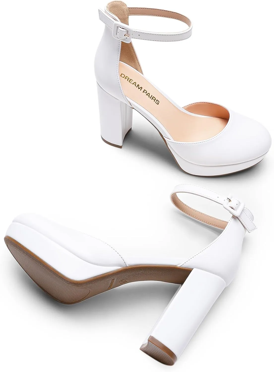 DREAM PAIRS Women's Platform Chunky High Heels Closed Toe Block Ankle Strap Dress Bridal Party Wedding Shoes