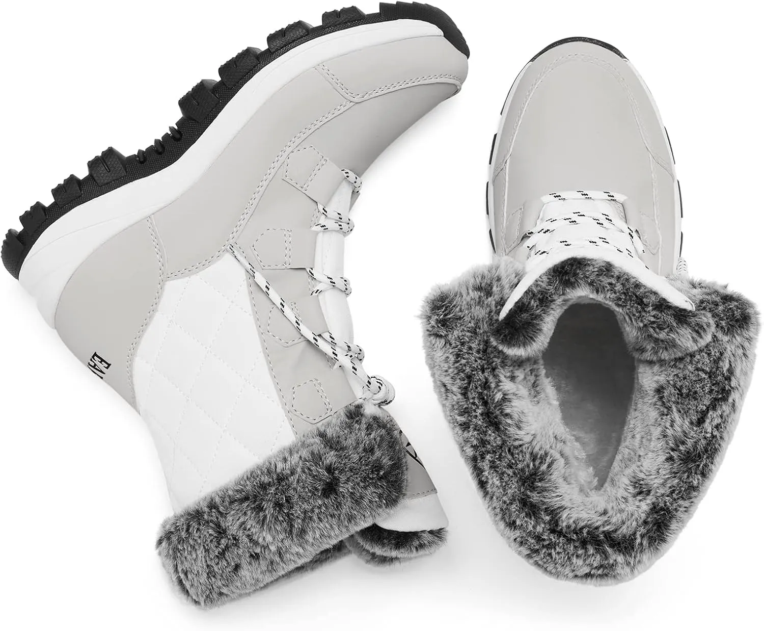 EARLDE Women’s Snow Boot With Waterproof Lace Up Mid-Calf Outdoor Winter Deep Tread Rubber Sole