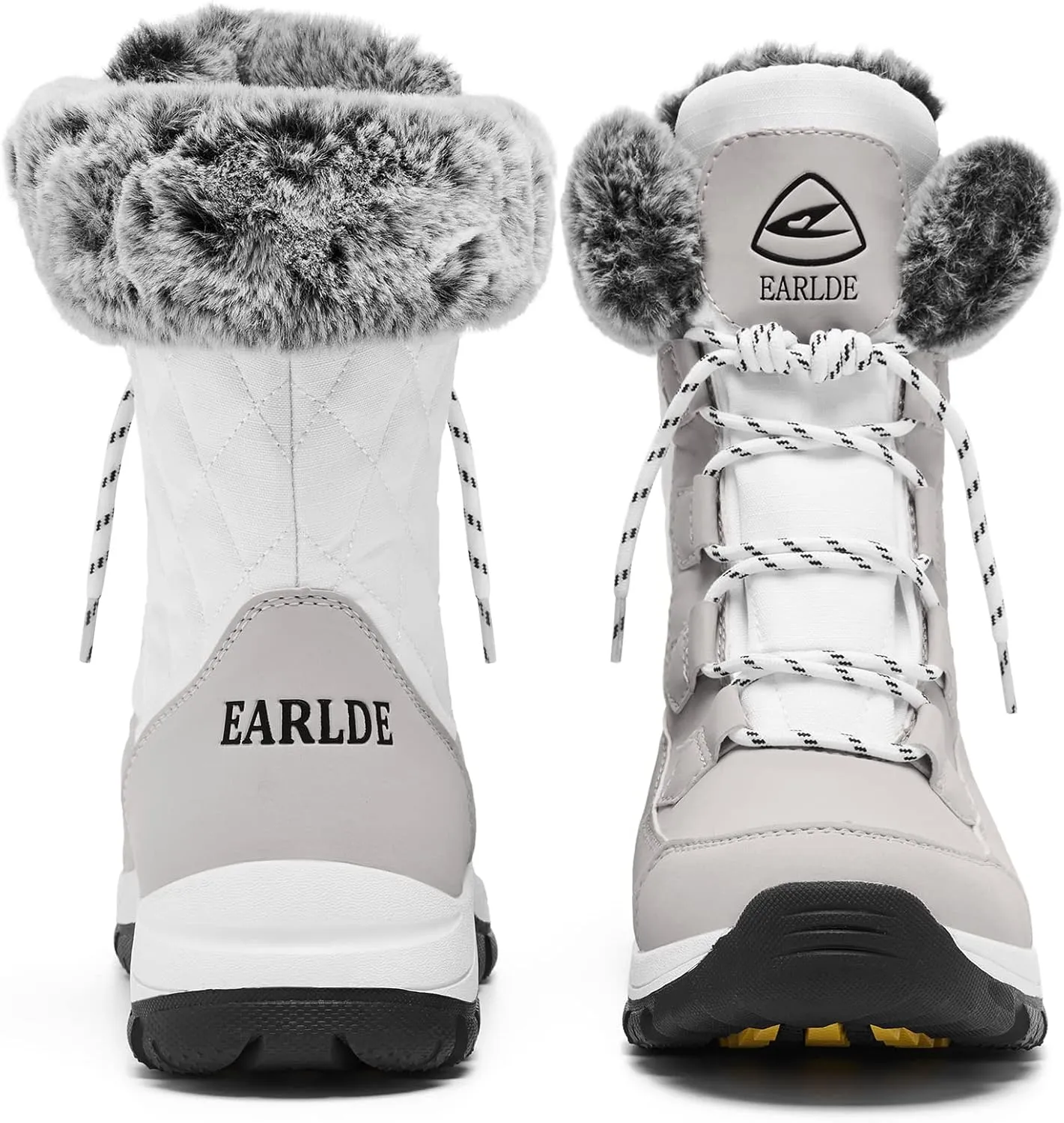 EARLDE Women’s Snow Boot With Waterproof Lace Up Mid-Calf Outdoor Winter Deep Tread Rubber Sole