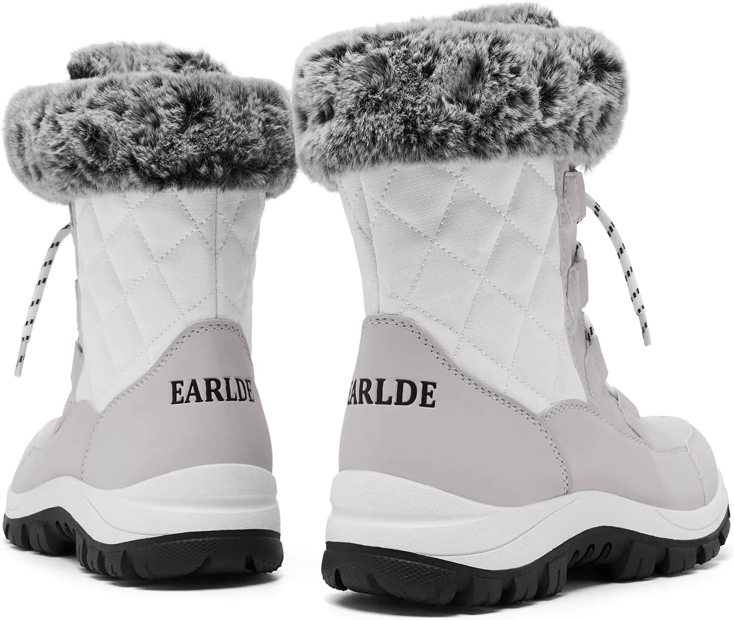EARLDE Women’s Snow Boot With Waterproof Lace Up Mid-Calf Outdoor Winter Deep Tread Rubber Sole