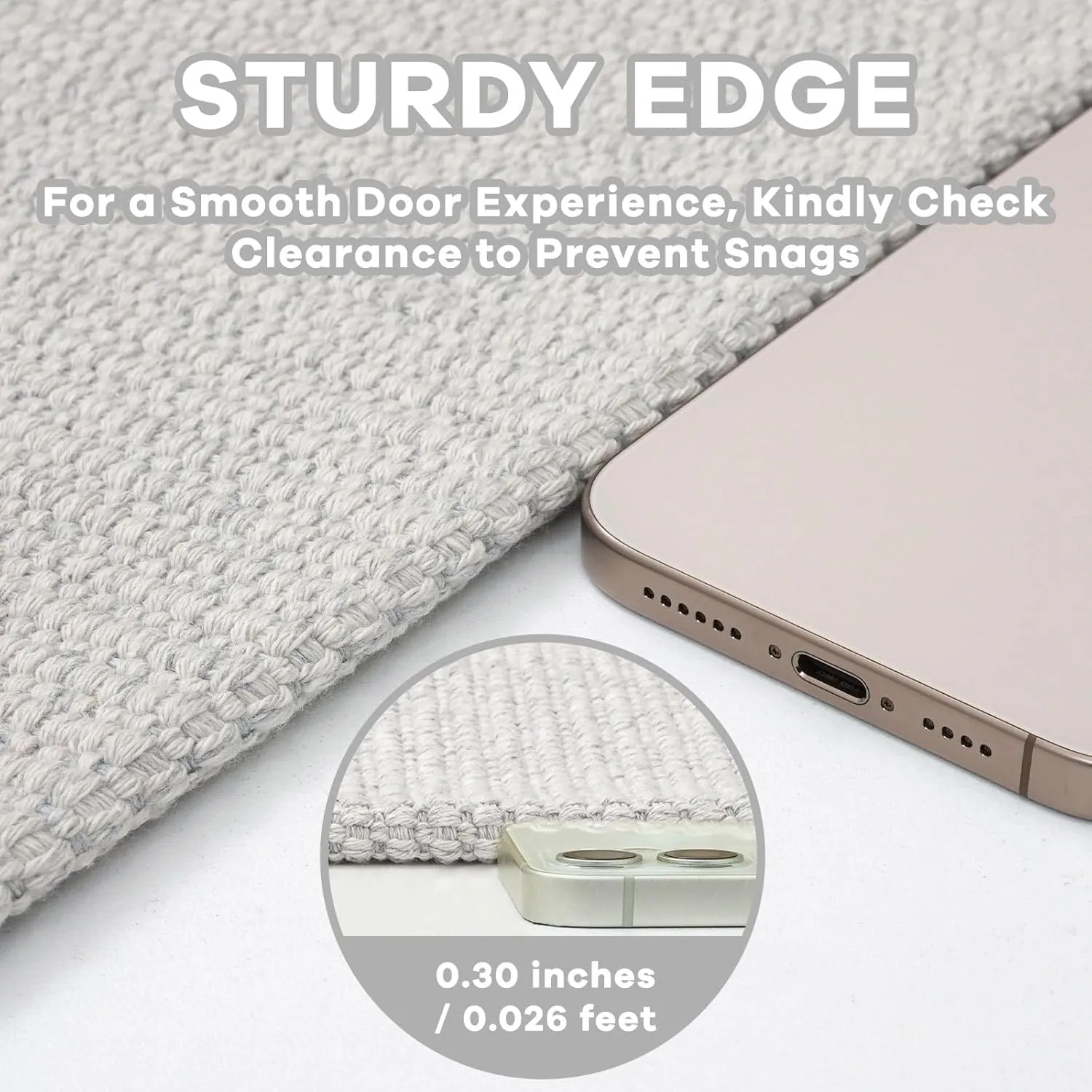EARTHALL Woven Area Rug 3x5 Ft Washable Rugs for Entryway, Braided Rubber Backed Throw Rugs Door Mat Indoor Outdoor Entrance, Cotton Woven Rug for Kitchen Foyer Front Door Living Room,White/Light Gray
